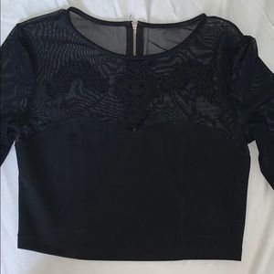 Mesh Sleeve Crop Top